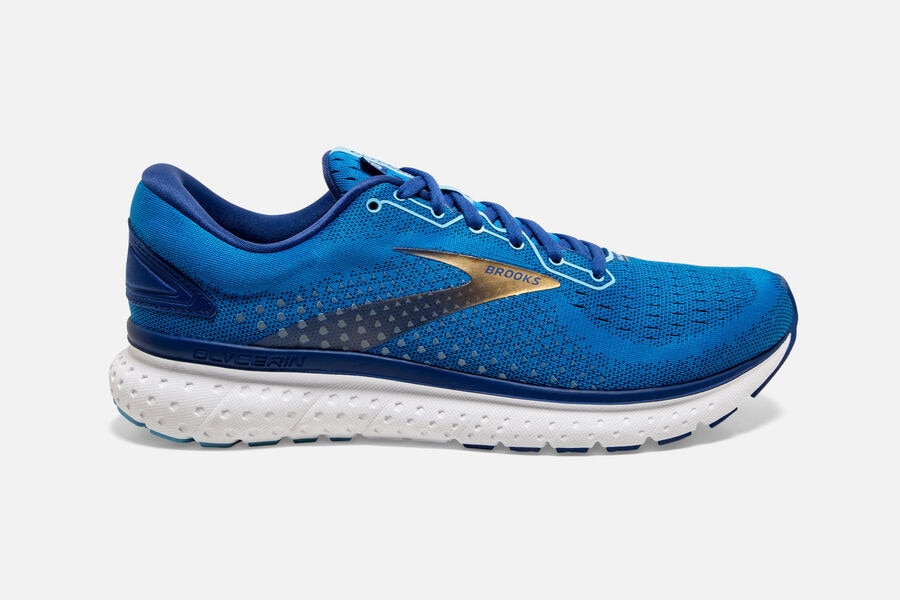 Brooks Glycerin 18 Mens UK - Road Running Shoes - Blue/Gold 459-CYWKRL